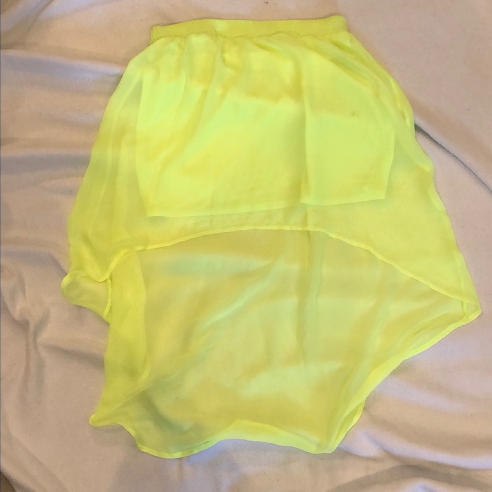 High to low neon yellow skirt